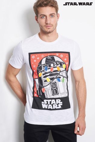 White Star Wars R2D2 Christmas T-Shirt